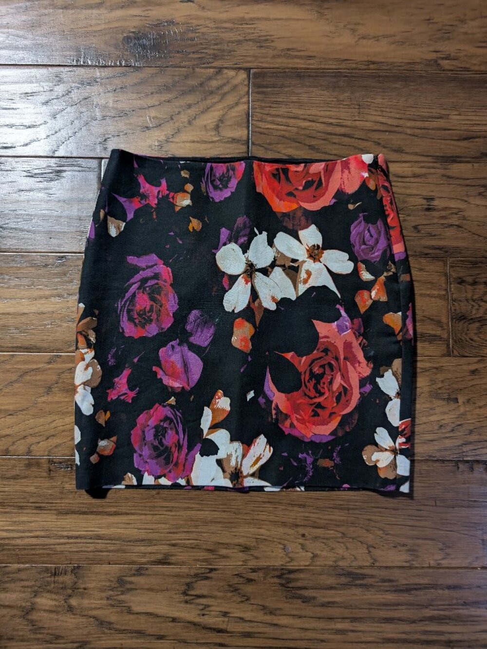 RW&CO mini skirt black floral print size 0